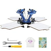 VEVOR Screen Printing Machine, 4 Color 4 Station 360° Rotable Silk Screen Printing Press, 21.2x17.7in / 54x45cm Screen Printing Press, Double-Layer Positioning Pallet for T-Shirt DIY Printing