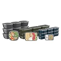 Bentgo® Prep 60-Piece Variety Meal Prep Kit - Reusable Food Containers 1-Compartment Trays, Prep Bowls, & Snack Boxes for Healthy Eating - Microwave, Freezer, & Dishwasher Safe (Rich Shades)