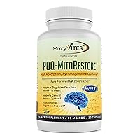 PQQ MITORESTORE Brain Supplements for Memory and Focus - Mitochondria Supplement with BioPQQ 20mg - Purest Form NOT Chemically Synthesized, Cognitive and Heart Support - 30 Vegan Capsules, Non GMO