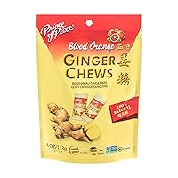Blood Orange Ginger Chews, 4 oz. – Candied Ginger – Candy Pack – Ginger Chews Candy – Natural Candy