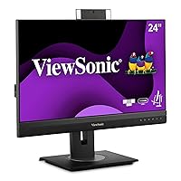 ViewSonic VG2456V 24 Inch 1080p Video Conference Monitor with Webcam, 2 Way Powered 90W USB C, Docking Built-in Gigabit Ethernet and 40 Degree Tilt Ergonomics for Home and Office,Black