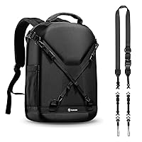 TARION Hardshell Camera Backpack + 4-in-1 Camera Strap : 3-side Hard Case Camera Bag TR-H + 4-in-1 Camera Strap for Photographers Neck Strap Crossbody Sling Strap Wrist Strap Convertible Black MB-01