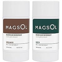MAGSOL Natural Deodorant for Men & Women - Mens Deodorant with Magnesium - Perfect for Ultra Sensitive Skin, Aluminum Free Deodorant for Women, Baking Soda Free (2 Pack Bundle: Sandalwood & Hunter)