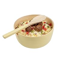 Restaurantware - Bambuddha 25 Ounce Bamboo Salad Bowl, 1 Heavy-duty Serving Bowl - Sustainable, Reusable, Cream Bamboo Fruit Bowl, Serving Spoon Included, For Serving Salads, Fruits, And Appetizers