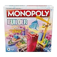 Monopoly Builder Board Game, Board Games for Kids and Adults, Strategy Games, Family Board Games, for Kids 8 and Up, 2-4 Players