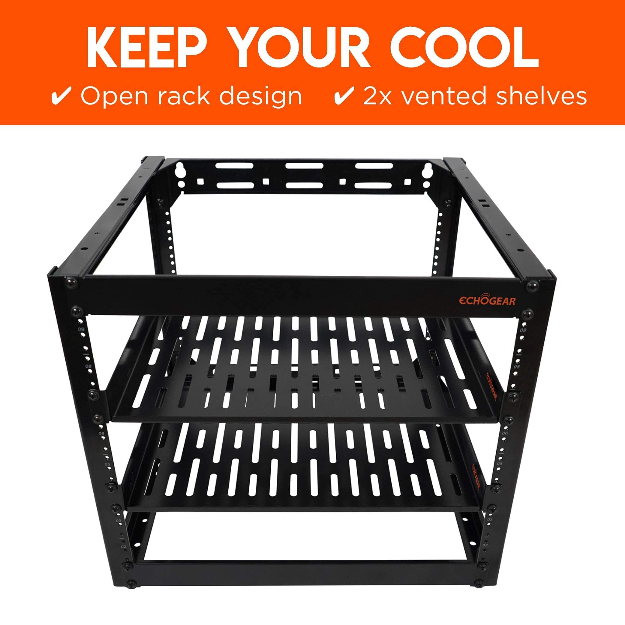 ECHOGEAR 10U Open Frame Rack & Swing-Out Wall Mount - Heavy Duty Design Holds All Your Networking & AV Gear