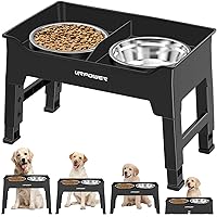 URPOWER Elevated Dog Bowls Mess Proof Raised Dog Bowl 4 Height Adjustable Dog Bowl Stand with 2 Stainless Steel Dog Food and Water Bowl Non-Slip Dog Bowl Set for Small Medium Large Dogs & Pets