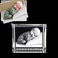 A&B Crystal Collection Newborn Baby - Engraved 3D Photo Gift - Thoughtful Congratulations & Celebration Keepsake (Small Rectangle (3 x 2 x 2 inches))