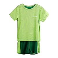 Boy's 2 Piece Outfit Short Sleeve Tee Top and Short Sets Training Sportswear Suit Sweatsuit Boy Gifts Soccer Casual