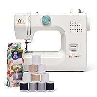 Bundle, Believe Mechanical Sewing Machine for Beginner with Madeira Sewing Thread Assortment, 10 Spools of Polyester Threads for Sewing Projects, 40 Weight Aerofil