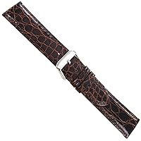 22mm deBeer Shiny Brown Genuine Crocodile Padded Stitched Mens Watch Band Long