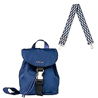 KEDZIE Mali Convertible Backpack Sling Crossbody Bag with Buckle Clip (Navy) & Embroidered Interchangeable Bag Strap (Hampton)