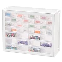 IRIS USA 44 Drawer Stackable Storage Cabinet for Hardware Crafts, 19.5-Inch W x 7-Inch D x 15.5-Inch H, White - Small Brick Organizer Utility Chest, Scrapbook Art Hobby Multiple Compartment
