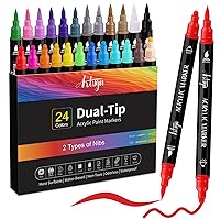 Betem 24 Colors Dual Tip Acrylic Paint Pens Markers, Premium
