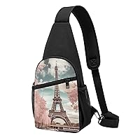 Sling Bag Crossbody for Women Fanny Pack Eiffel Tower Paris Chest Bag Daypack for Hiking Travel Waist Bag