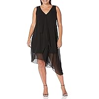 Adrianna Papell Women's Plus Size Chiffon Jersey Dress, Black