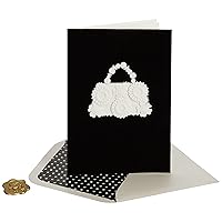 Happy Birthday Card, Dimensional White Flower Handbag (NB-0036)
