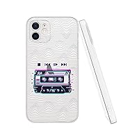 for iPhone 12 Case, Shockproof Protective Phone Case Cover Designed for iPhone 12, with Tape Recorder Pattern