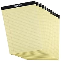 Amazon Basics Wide Ruled 8.5 x 11.75-Inch Lined Writing Note Pads - 12-Pack (50-sheet Pads), Canary