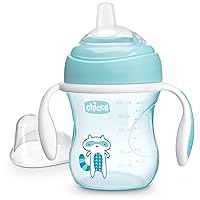 7oz. Transition Sippy Cup with Silicone Spout and Spill-Free Lid | Calibration Markings | Removable Handles | Top-Rack Dishwasher Safe | Easy to Hold with Ergonomic Indents |Blue| 4+ Months