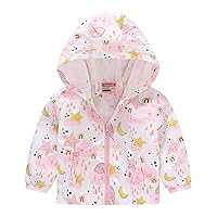 Boys Water Jacket Toddler Boys Girls Casual Jackets Printing Cartoon Hooded Outerwear Zipper Infant (White, 4-5 Years)