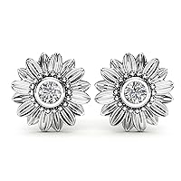 Sunflower Earring Inlaid Rhinestone Jewelry Ear Stud Flower Daisies Floral Garden Sunshine Jewelry