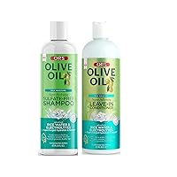 ORS Olive Oil Max Moisture Super Hydrating Sulfate-Free Shampoo Infused with Rice water and Electrolytes - Max MoistureLeave-In Conditioner with Rice Water and Electrolytes - Bundle