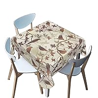 Birds Branch Floral Tablecloth Square,silhouette theme,Waterproof/Spill Proof/Stain Resistant/Wrinkle Free/Oil Proof Table Cover,for Birthday Cake Table Holiday Banquet Decoration，40 x 40 Inch