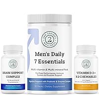 Men's Health Vitality Bundle: Brain Support Complex, Men's Daily 7 Essentials, and Vitamin D3 + K2