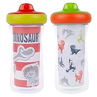 The First Years Dinosaur Kids Insulated Sippy Cups - Dishwasher Safe Spill Proof Toddler Cups - Ages 12 Months and Up - 9 Ounces - 2 Count