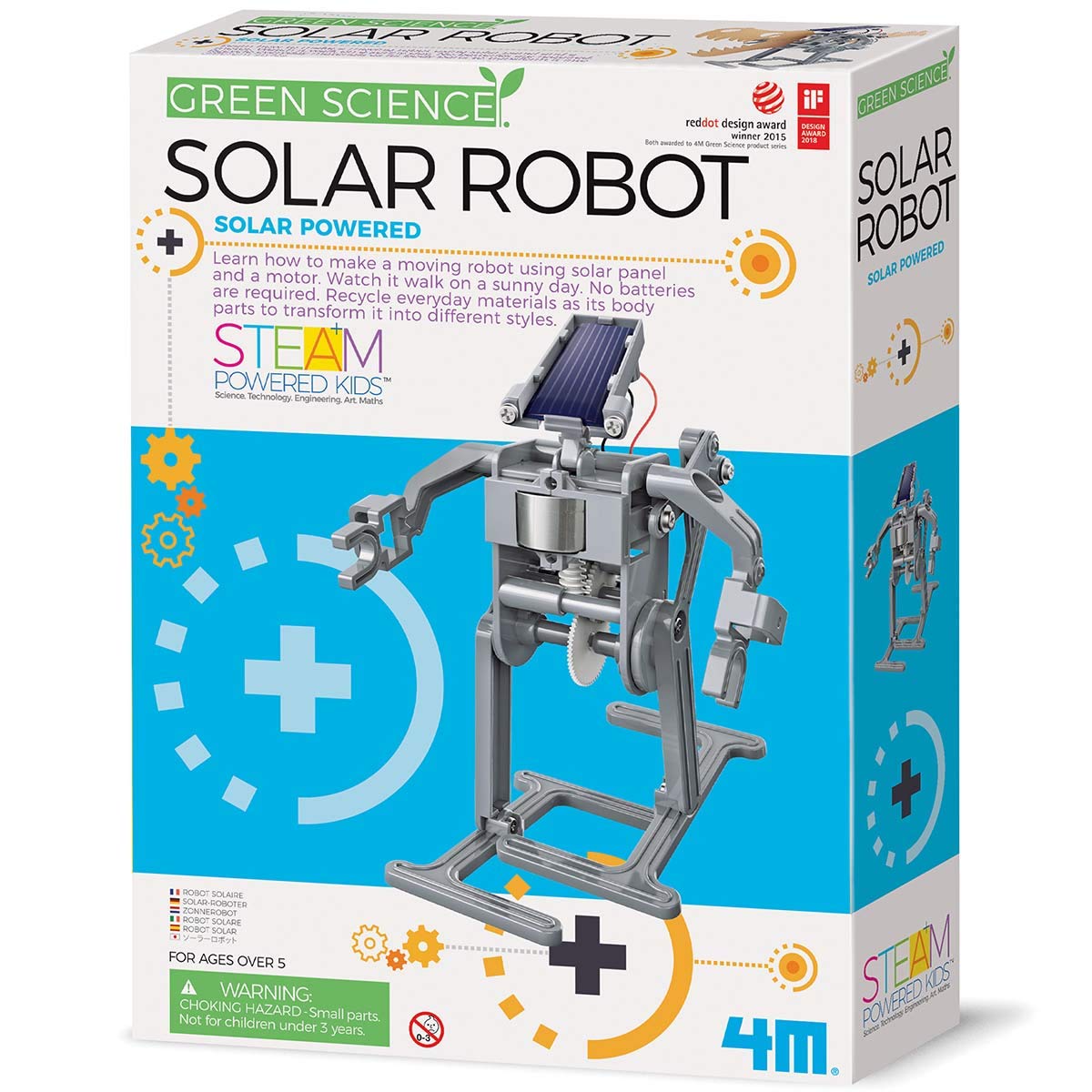 4M Green Science Solar Robot Kit - Green Energy Robotics, Eco-Engineering - STEM Toys Educational Gift for Kids & Teens, Girls & Boys (Packaging May Vary), Multi