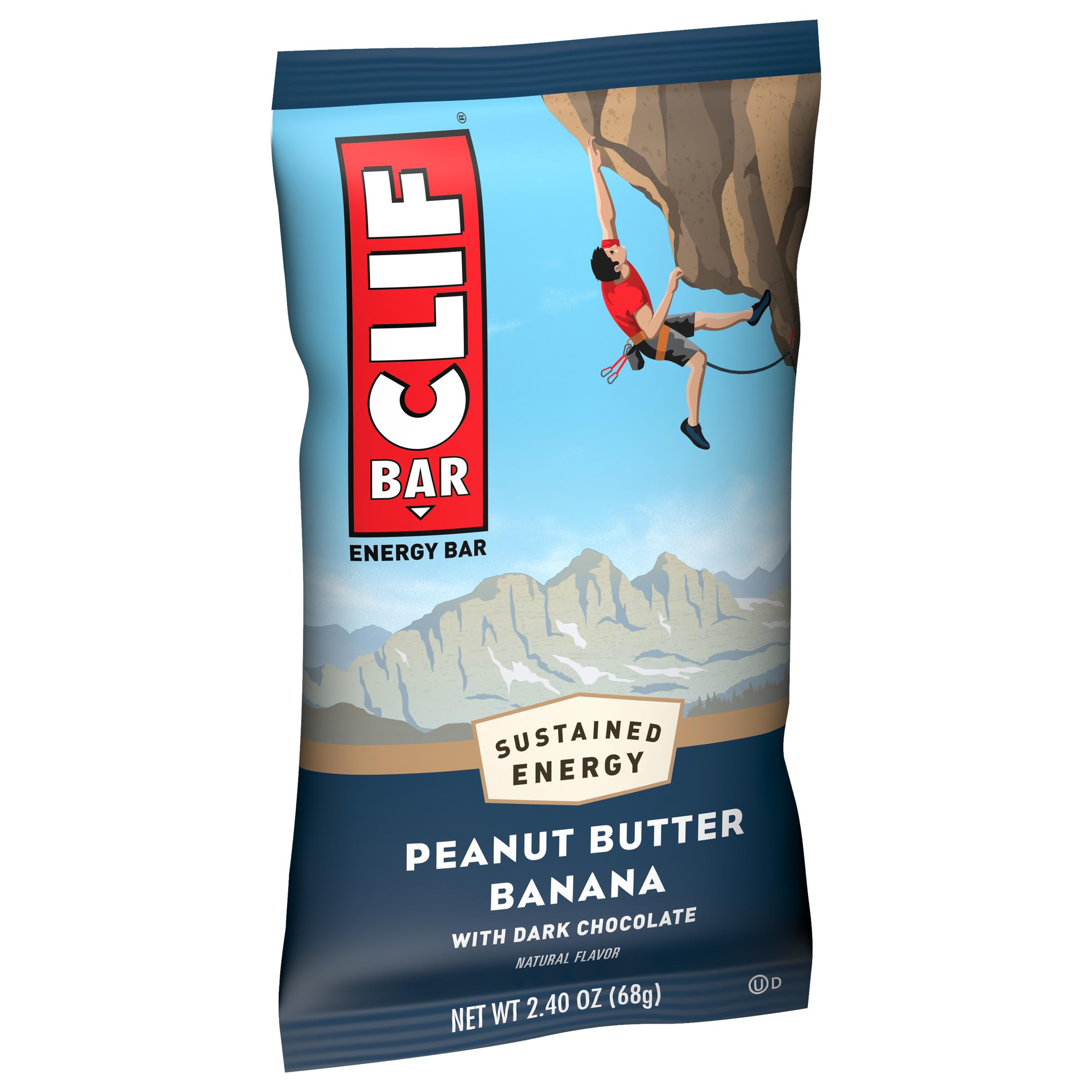 CLIF BAR - Peanut Butter Banana with Dark Chocolate Flavor - Made with Organic Oats - Non-GMO - Plant Based - Energy Bars - 2.4 oz.
