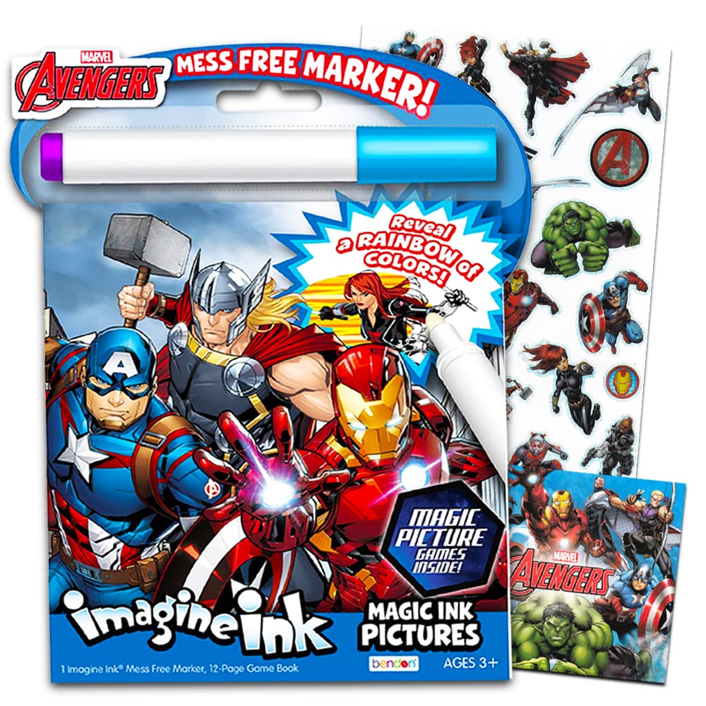Marvel Avengers Imagine Ink Coloring Book with Mess-Free Marker and Stickers (No Mess Coloring Book for Kids Toddlers)