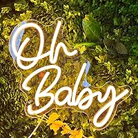 Oh Baby Neon Signs for Wall Decor USB Powered Oh Baby LED Sign for Baby Shower Decor Birthday Party Gender Reveal Christening Day Decor Baby Sign for 1st Birthday Backdrop