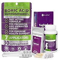 Intimate Rose Boric Acid Suppositories and pH Test Strips for Women (50 Strips) Bundle.