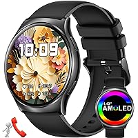 Smart Watch for Women Men 1.43'' AMOLED Screen Smartwatch Sport Fitness Tracker IP67 Waterproof Outdoor Activity Tracker with Heart Rate Monitor Pedometer Sleep Monitor for Android iPhone Phones