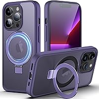 DASFOND Mag-Stand Designed for iPhone 13 Pro Case, 2023 Upgraded [All-in-1] [Compatible with MagSafe] Invisible Ring Kickstand Transparent Matte Phone Case Cover for iPhone 13 Pro 6.1 inch, Purple