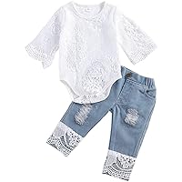 Baby Girl Clothes Outfits Toddler Infant Baby Romper Top+Jeans Clothing Set
