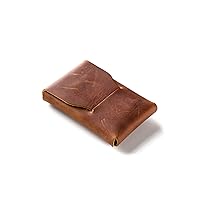 Slim Leather Card Holder for Men or Women, Classic Brown Minimalist Wallet, Small Money Organiser