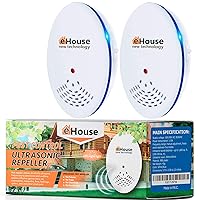 BH-1, Ultrasonic Pest Repeller - Electronic & Ultrasound, Indoor Plug-in Repellent - Get rid of - Rodents, Mice, Squirrels, Bats, Insects, Bed Bugs, Ants, Fleas, Spiders, Roaches (Blue, 2 Pack)