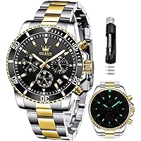 OLEVS Mens Watches Chronograph Luxury Dress Moon Phase Quartz Stainless Steel Waterproof Luminous Business Calendar Wrist Watch