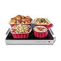 Chefman Compact Glasstop Warming Tray with Adjustable Temperature Control Perfect for Buffets, Restaurants, Parties, Events, Home Dinners and Travel, Mini 15x12 Inch Surface, Keeps Food Hot, Black