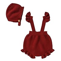 Baby Girl Sweater Set Newborn Infant Girls Strap Solid Knitted Ruffles Sweater Baby Christmas Sweaters for Youth Girls
