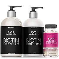 Hairfinity Hair Vitamins with Biotin Shampoo and Conditioner - Growth Formulas for Dry, Damaged Hair
