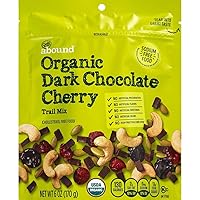Organic Dark Chocolate Cherry Nut Trail Mix 6 oz Resealable Zip Bag (SimplyComplete Bundle) Gold Emblem Abound - Semi Sweet Chocolate, Cranberries, Dry Roasted Cashews and Pepitas, Dried Sweetened Tart Cherries