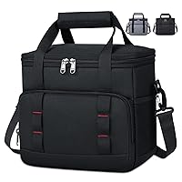 Insulated Lunch Bag for Men Women Reusable Lunch Box for Work Office Picnic 12-Can (10L) Lunch Cooler Bag Leakproof Lunchbox for Adults with Adjustable Shoulder Strap, Black