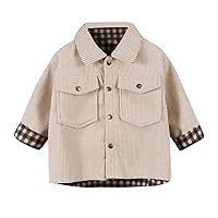 Lined Coat Toddler Kids Baby Girls Boys Coat Plaid Button Up Flap Pocket Corduroy Jacket Coat Boys Toddler Trench Coat