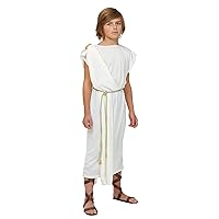 Toga Costume for Boys, Greek Outfit for Dress-Up, White Robe Dress for Toga Party or Halloween