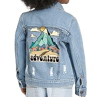 Adventure Toddler Denim Jacket - Illustration Jean Jacket - Mountain Denim Jacket for Kids