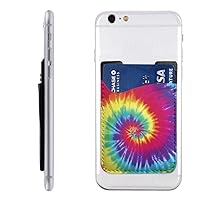 Colorful Tie Dye Phone Card Holder, Stick On ID Credit Card Wallet Phone Case Pouch Sleeve Pocket for iPhone, Android and All Smartphones